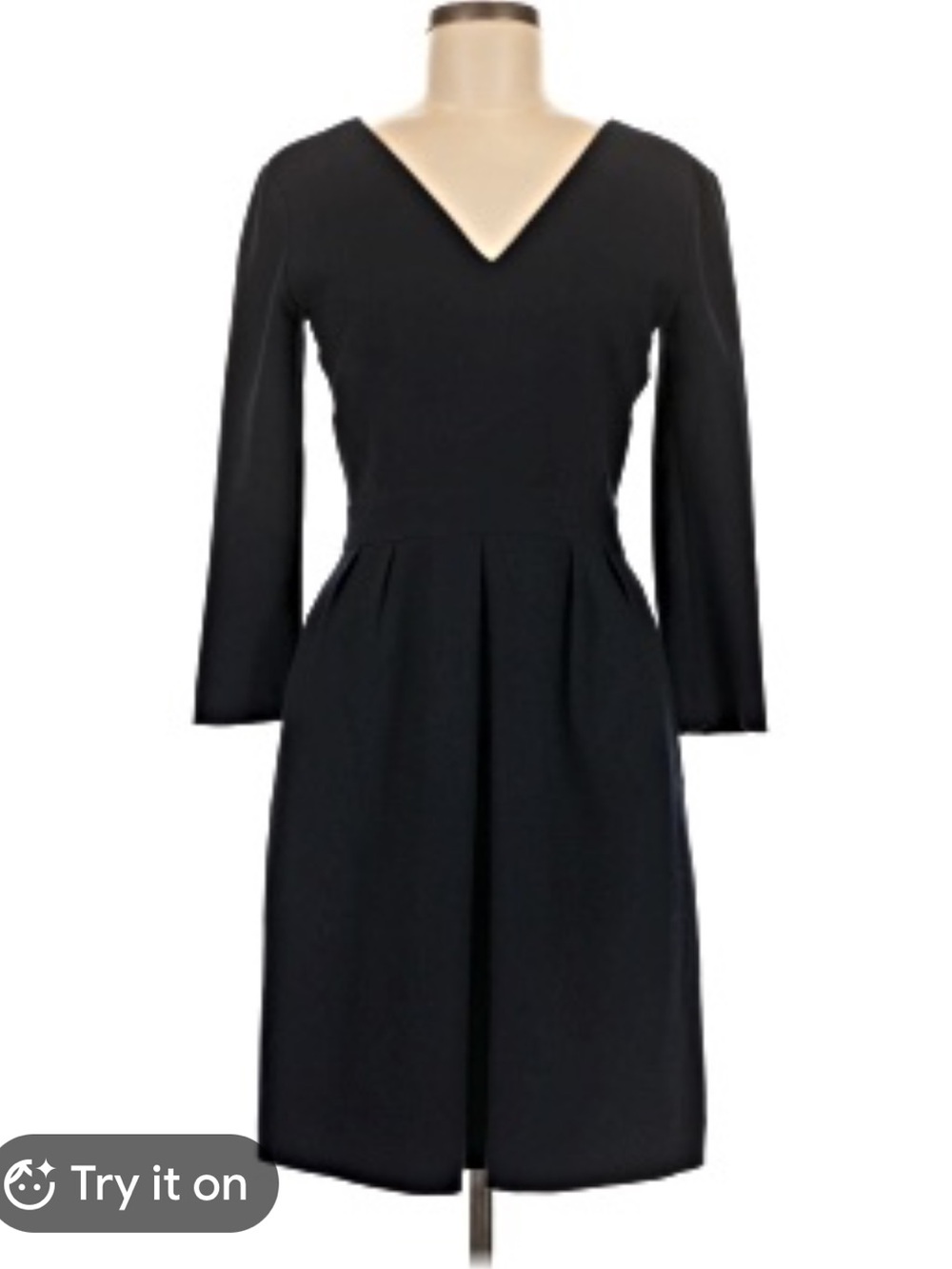 Massimo Dutti V- Neck Black/ Dark Blue Professional Office Dress, Size 8